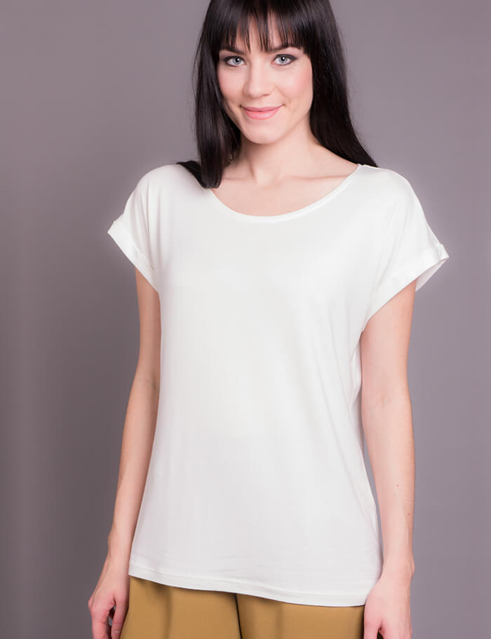 Damen Basic Oversize Shirt-Uni Offwhite Front