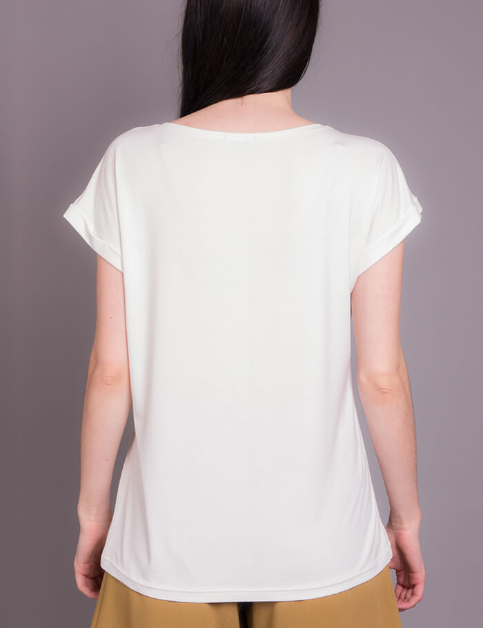 Damen Basic Oversize Shirt-Uni Offwhite Rückansicht